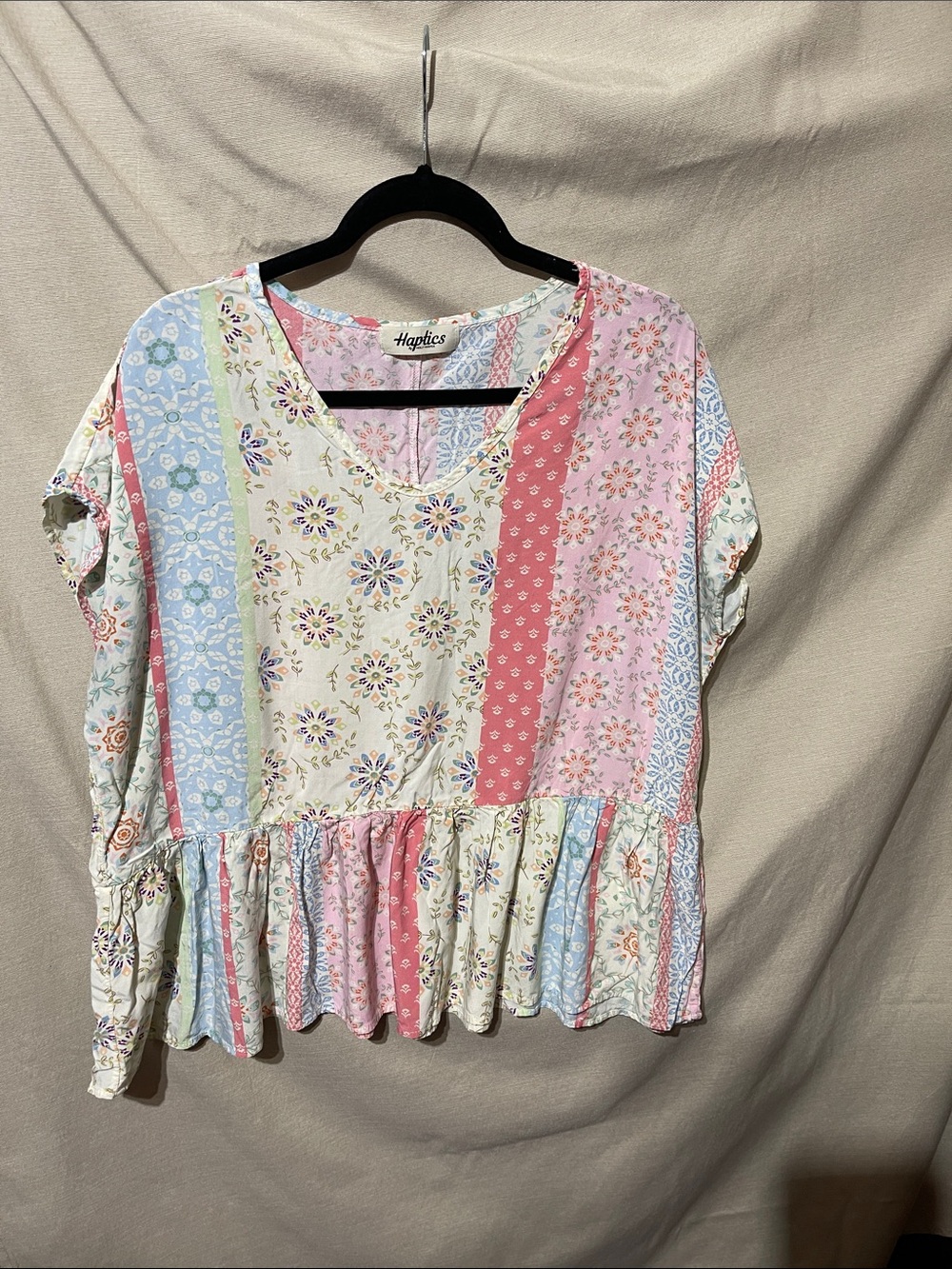 Haptics Women’s Pastel Patchwork Babydoll Top
